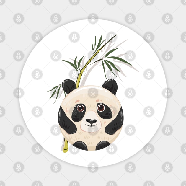 Cute panda bear and bamboo Magnet by Catdog